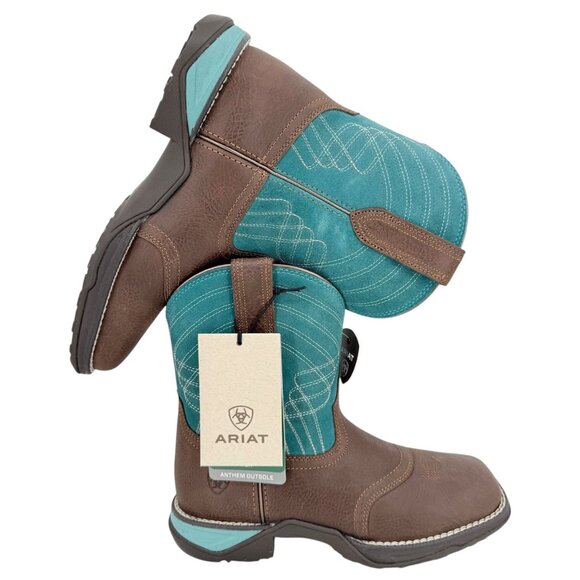 Ariat Womens Leather Dark Cotage Suede Turquoise Anthem Shortie Boots Sz 6B NWOB - Picture 3 of 13